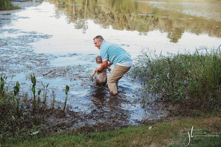 Toddler Walks Into Pond in Middle of Family Photo Shoot