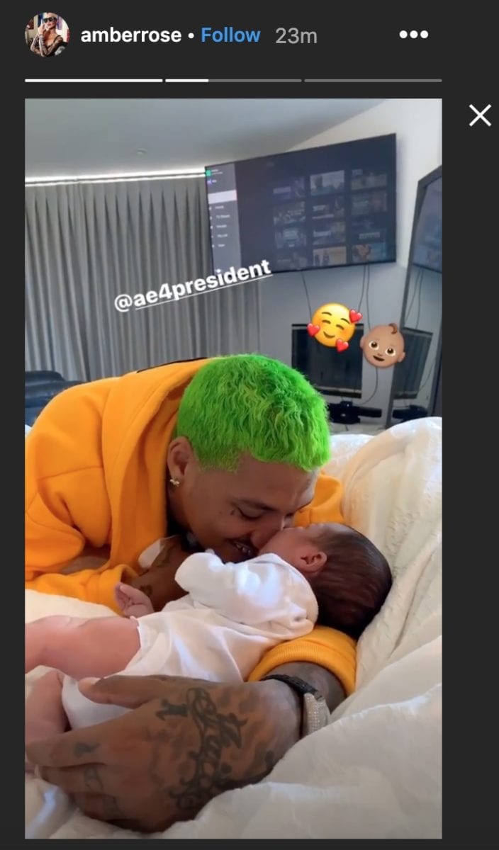 Amber Rose Is Now the Mom of Two Little Boys After Welcoming Son With Boyfriend Alexander Edwards | "Slash Electric Alexander Edwards.. the world is now. Thank for loving me so much that put body it bring my the world. I could never be as strong as . Slash a rockstar."