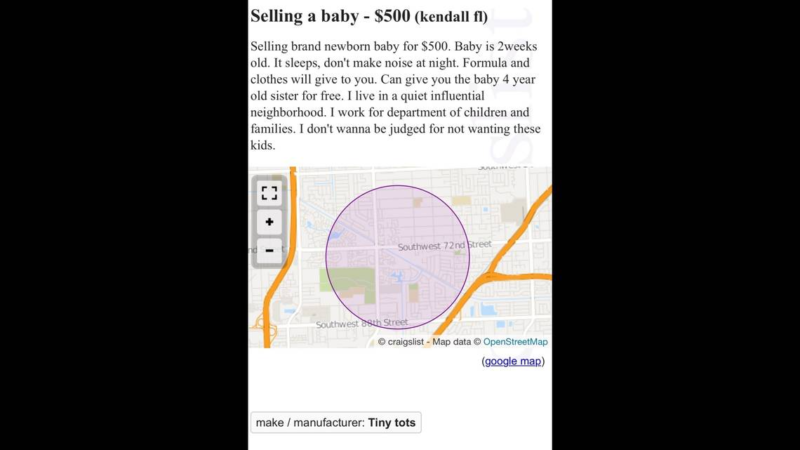 Florida Craigslist 2-week-old baby