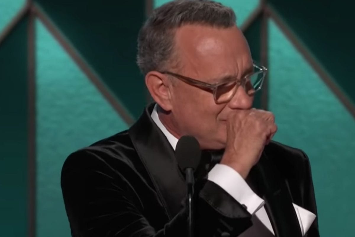 Actor Tom Hanks Plays His Best Role, Dotting Dad and Husband, While Accepting Prominent Golden Globe Award | Tom Hanks cries while accept prestigious award at the Golden Globes.