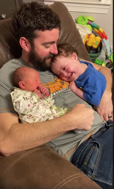 A 1-Year-Old Boy with Down Syndrome Enamored with Newborn Sister Is the Best Thing You'll See Today