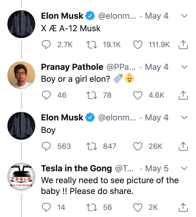 Singer Grimes and Elon Musk Welcome Their Baby Into the World as Elon Shares Photos and Reveals Their Son's Unique Name | "Mom & baby all good."