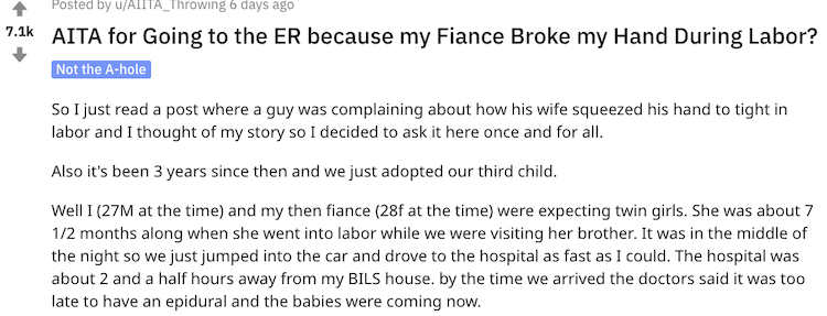 Man Wonders: Was I Wrong to Leave My Fiancé for the ER Right After She Gave Birth Because She Broke My Hand During Labor?