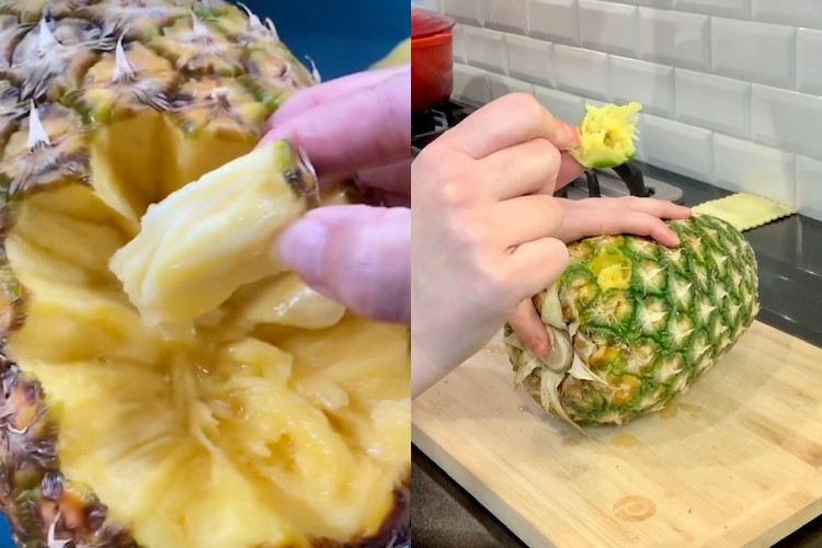 No-Knife Pineapple Hack Side by Side Results TikTok vs. Mamas Uncut