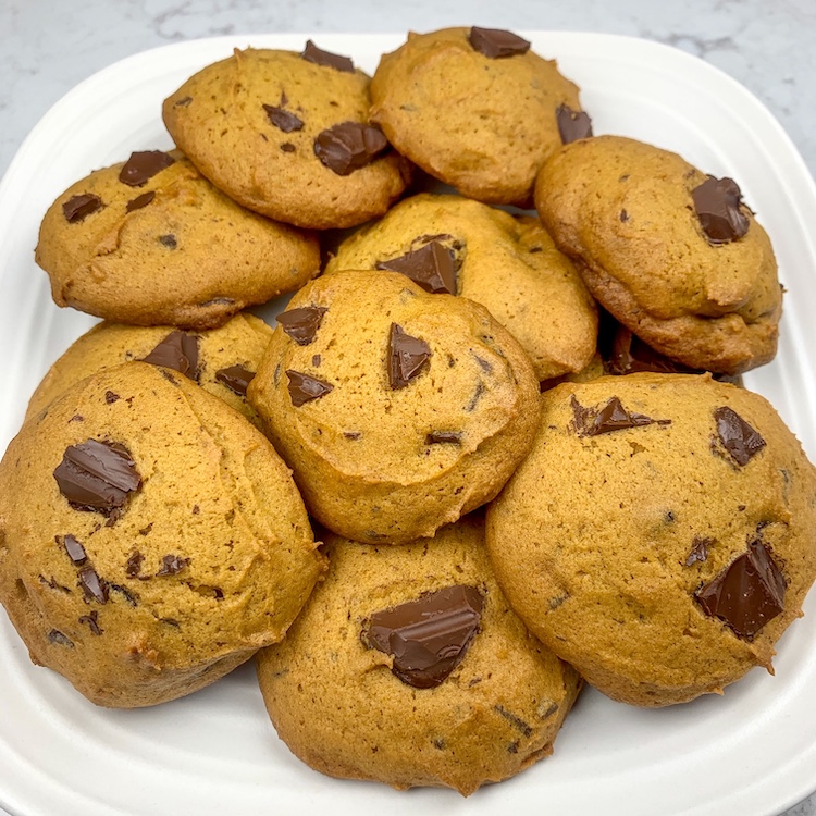 Taylor Swift Dark Chocolate Chunk Pumpkin Cookie Recipe Finished Cookies on a Plate