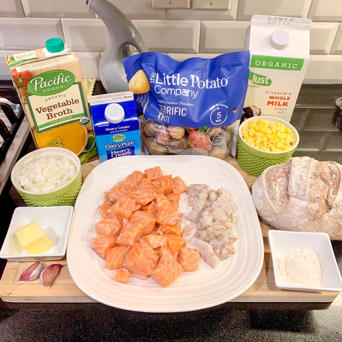 30 Minute Seafood Chowder Bread Bowls from Ayesha Curry