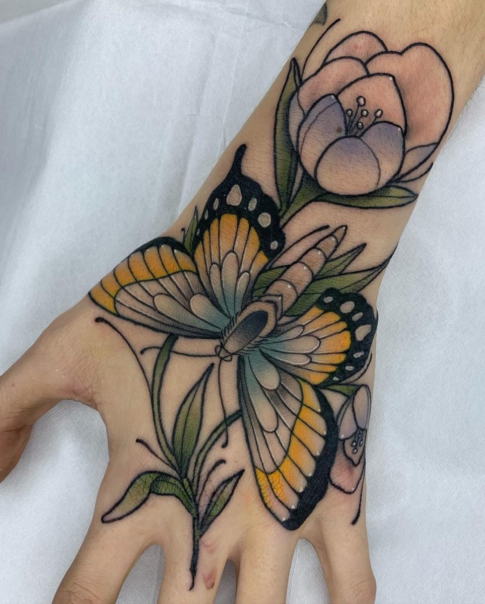 55 Butterfly Hand Tattoo