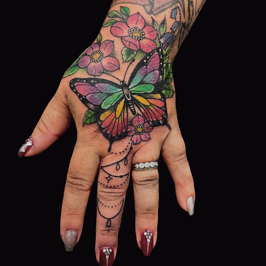 55 Butterfly Hand Tattoo