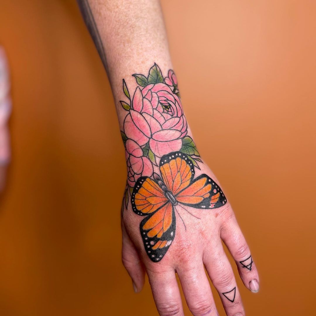 55 Butterfly Hand Tattoo