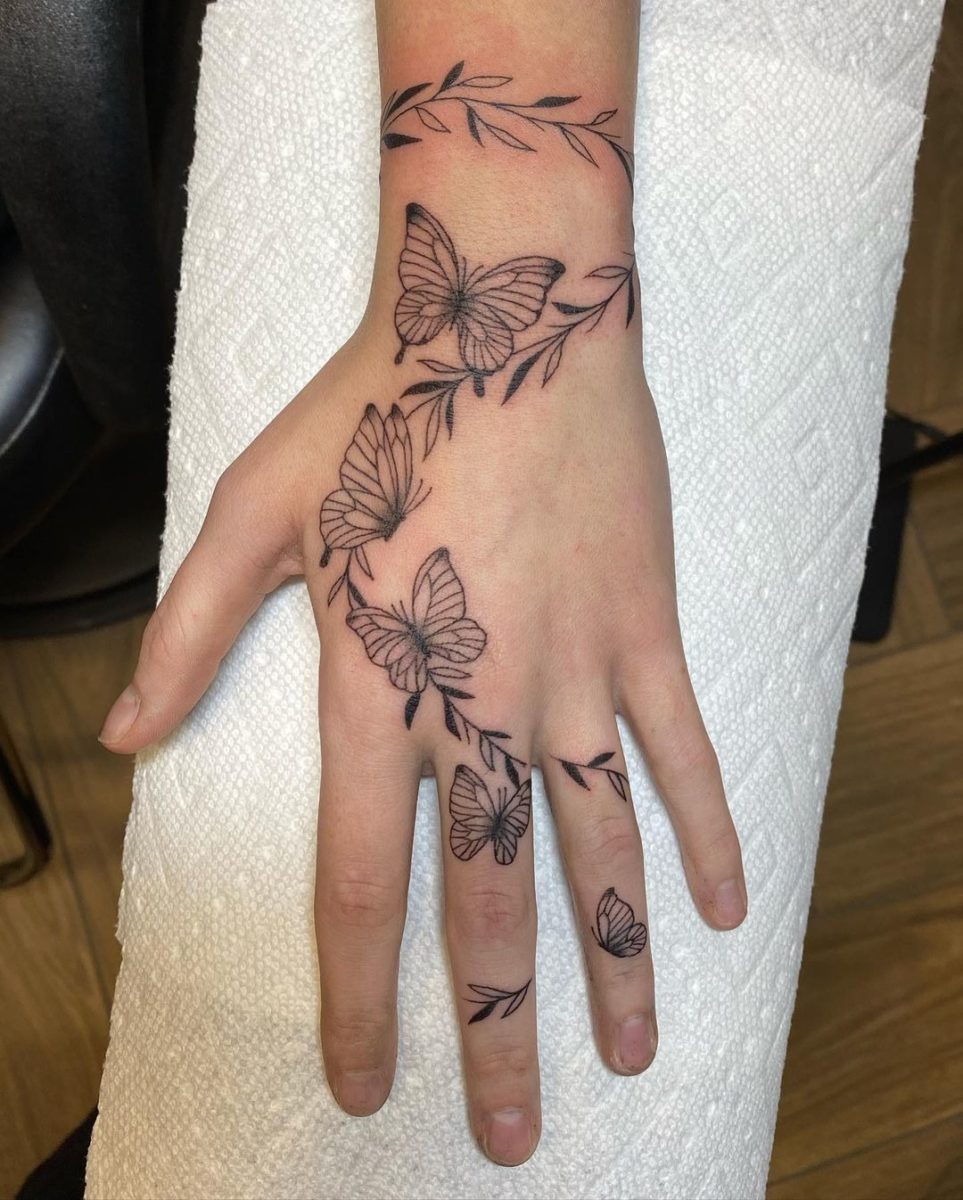 55 Butterfly Hand Tattoo