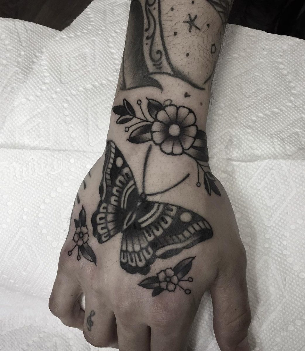 55 Butterfly Hand Tattoo