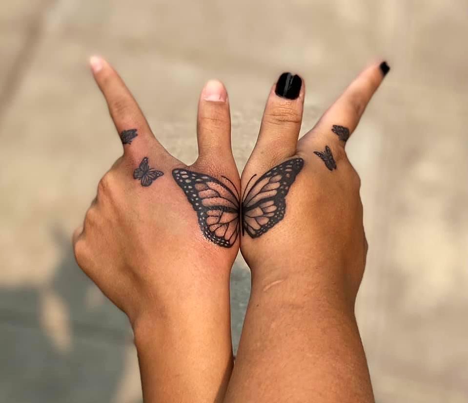 55 Butterfly Hand Tattoo