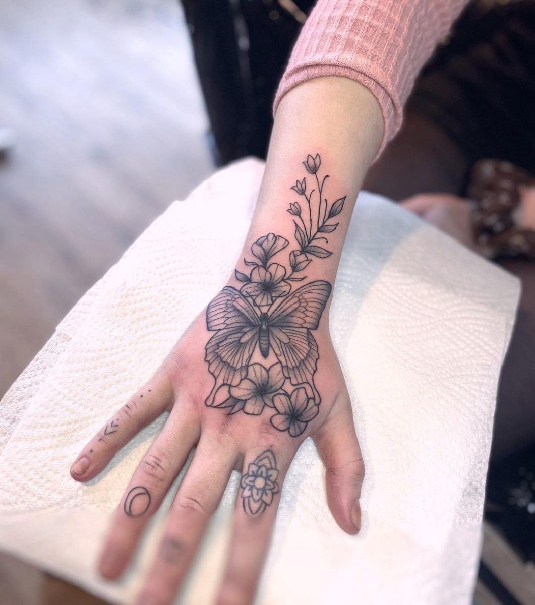 55 Butterfly Hand Tattoo