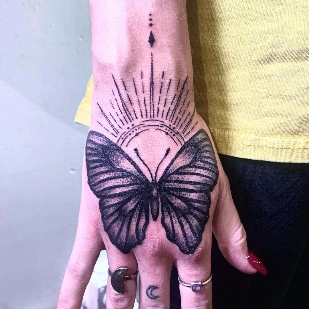 55 Butterfly Hand Tattoo