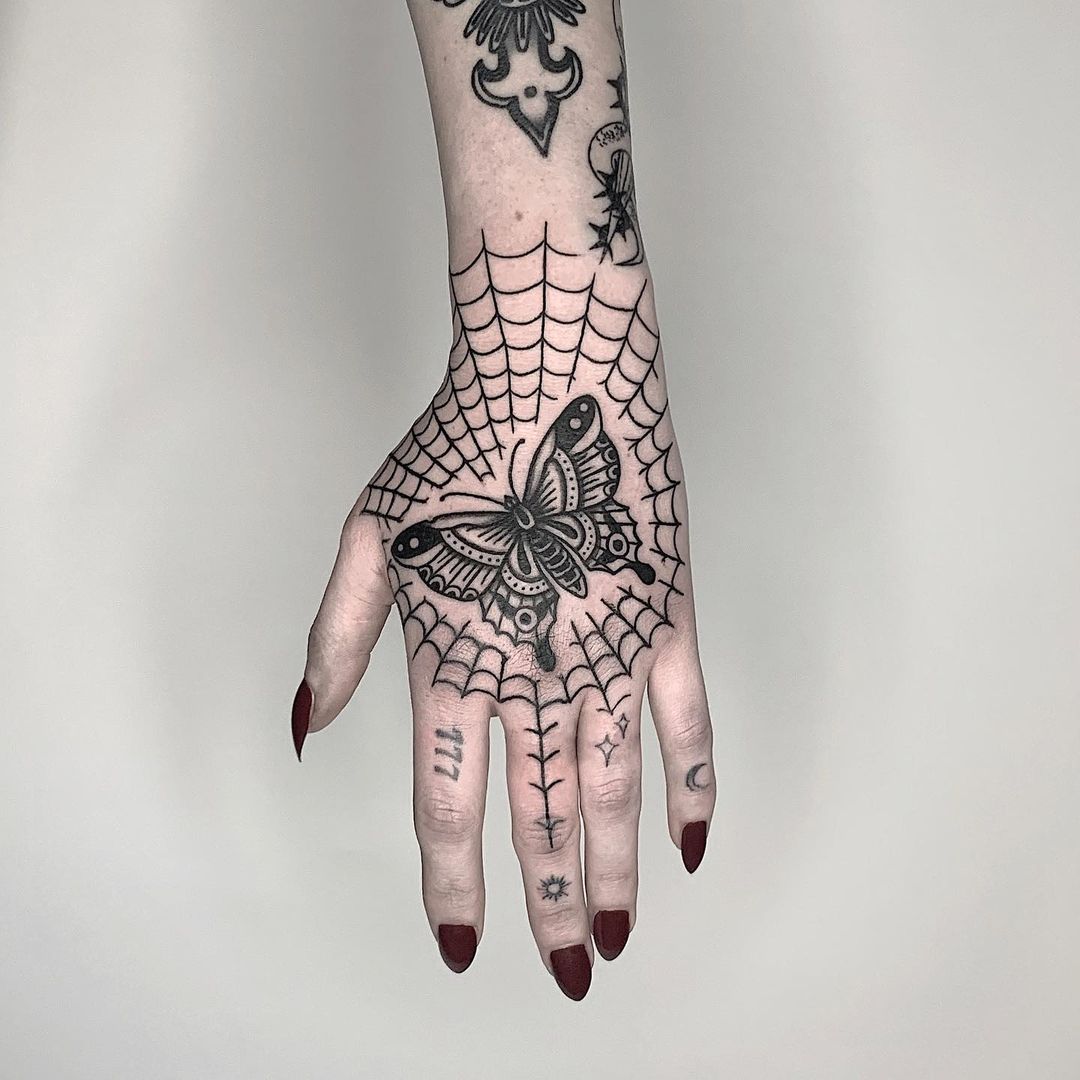 55 Butterfly Hand Tattoo