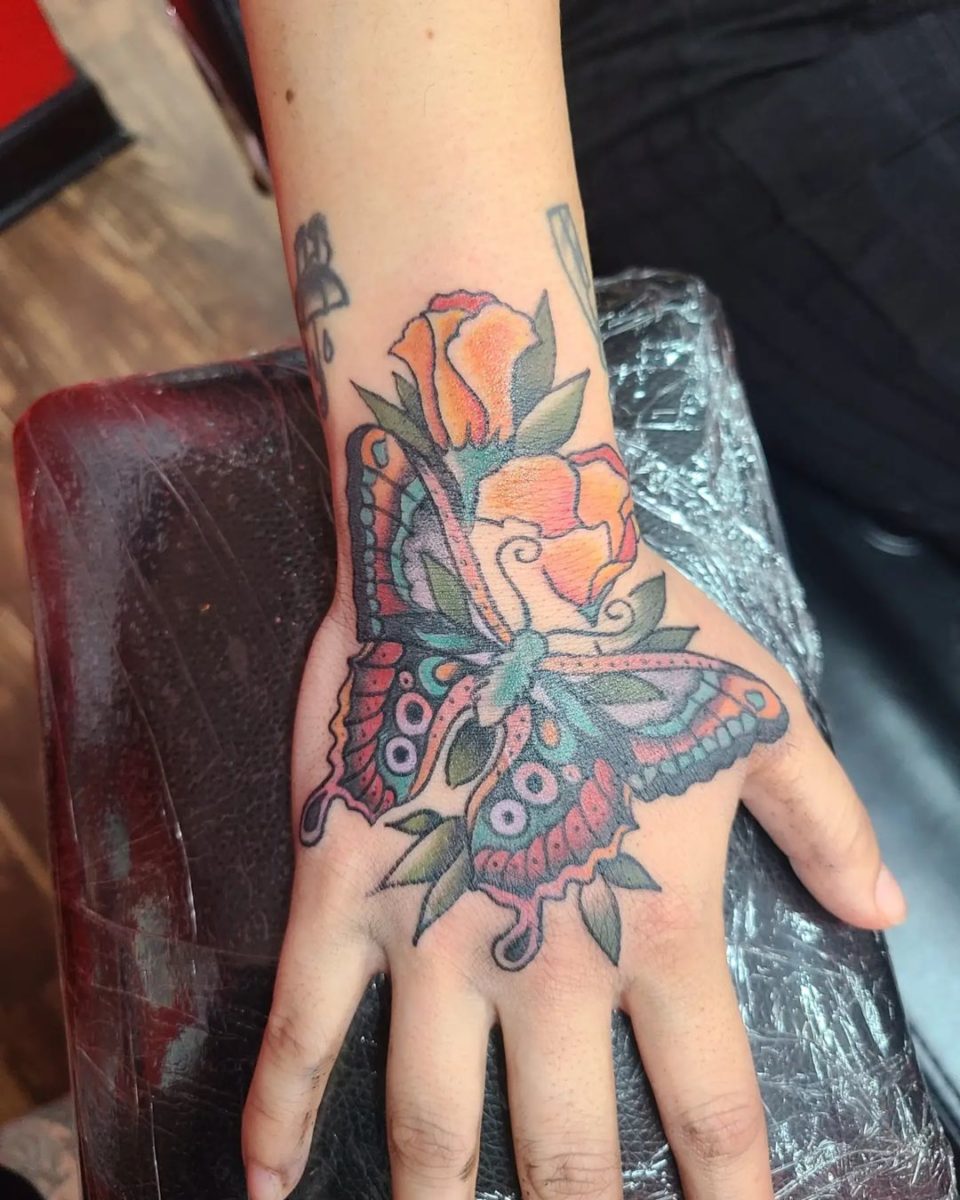 55 Butterfly Hand Tattoo