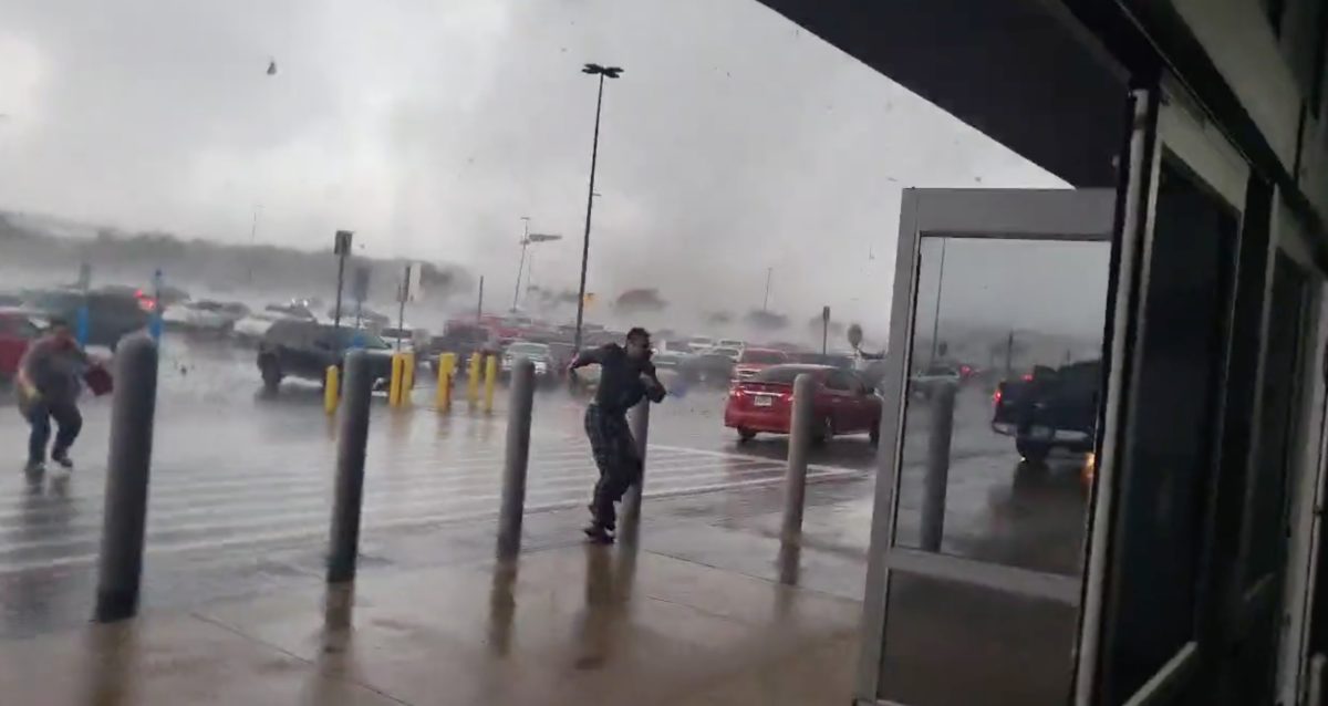 Horrifying Video Captures Shoppers Running For Cover From Texas Tornado In Walmart Parking Lot