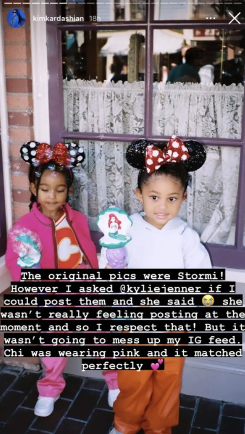 Kim Kardashian Gets Heat For Revealing Why She Photoshopped True’s Face Over Stormi In Disney Photos