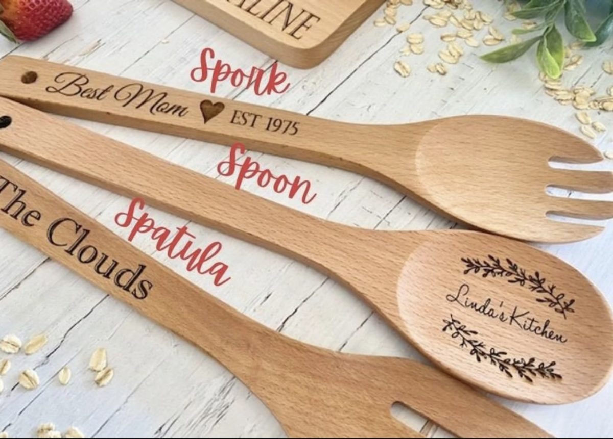 Wooden Kitchen Utensils Engraved 