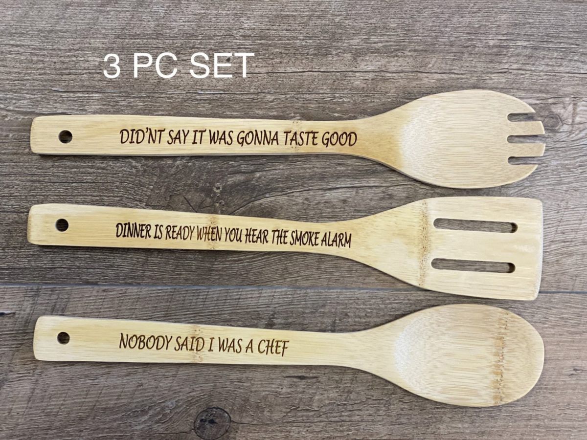 Wooden Kitchen Utensils Engraved 