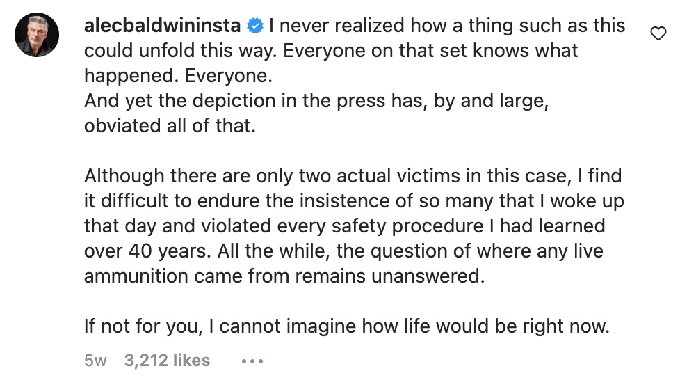 After New FBI Report, Alec Baldwin Admits He Can't Understand Those Who Blame Him For Accidental On-Set Shooting | Alec Baldwin is thanking his beloved wife, Hilaria Baldwin, for standing by his side while he continues to live through the tragic shooting death of his co-worker.