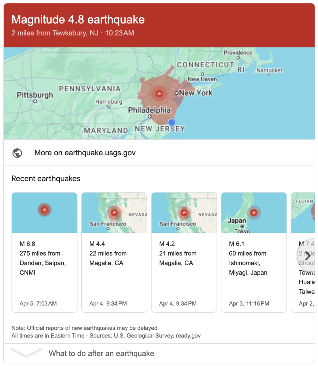 Earthquake Shakes the East Coast | On April 5th, around 10:22 a.m., the East Coast from NYC to Boston felt the earth shake. Moments later an earthquake was confirmed.