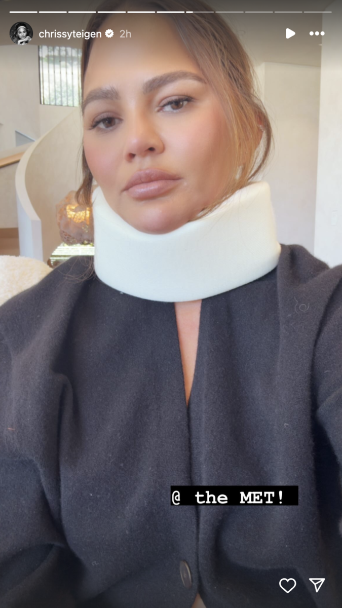 Chrissy Teigen Apologizes After Sharing Photos of Herself in a Neck Brace | Chrissy Teigen is setting the record straight after posting photos of herself in a neck brace.