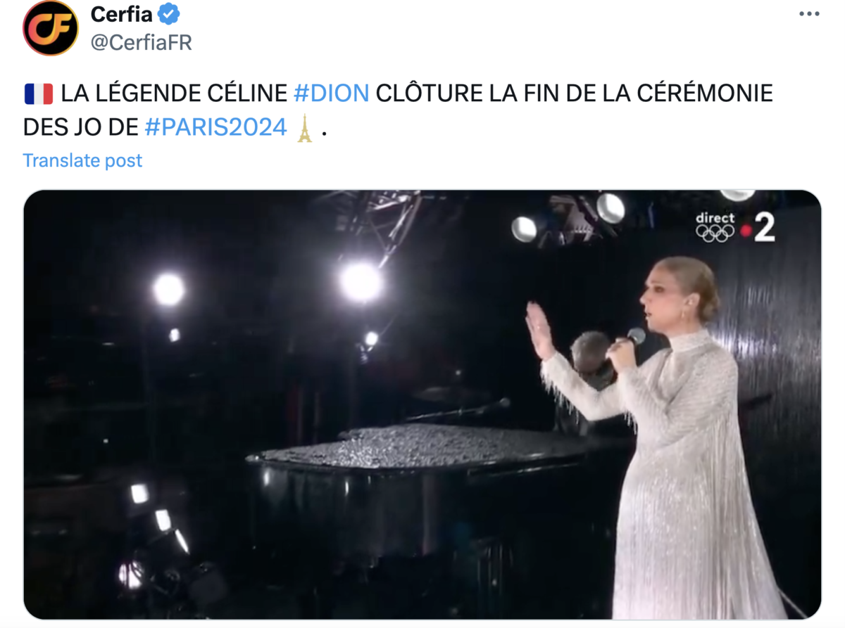 Celine Dion Sings Again During The Paris Opening Ceremony